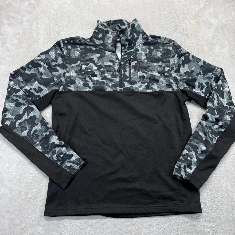 The North Face Sweatshirt Men's Small Black White Camo 1/4 Zip Pullover Outdoors